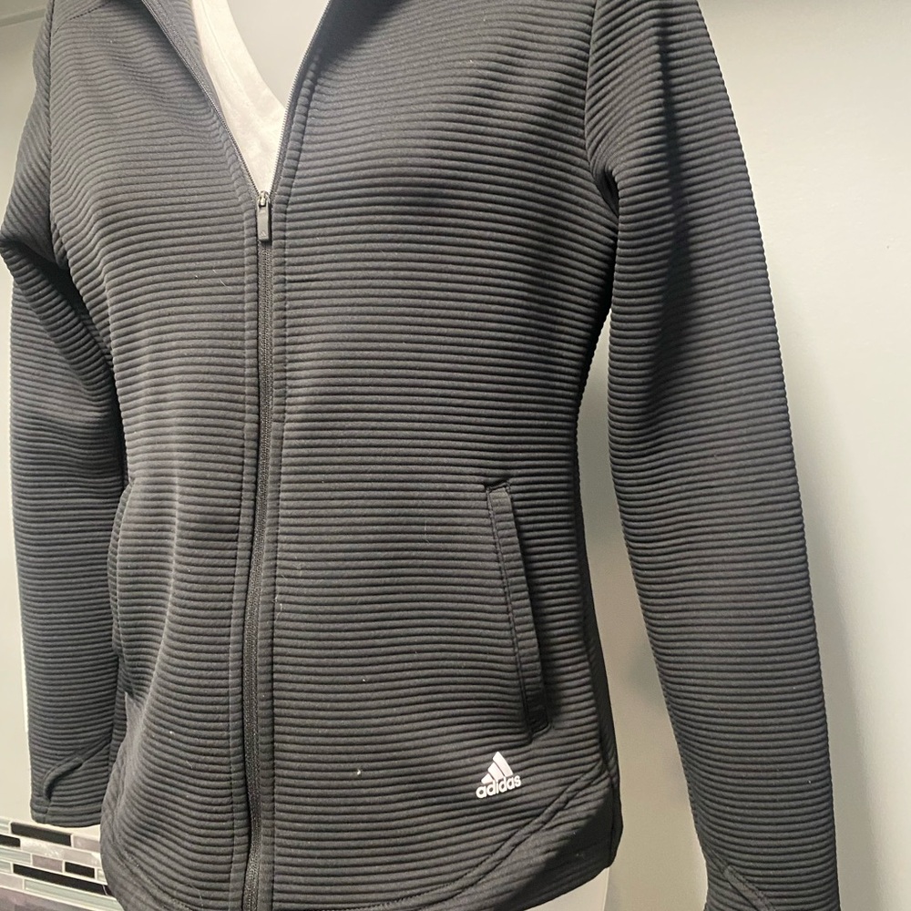Adidas Black Ribbed Golf Sweatshirt
